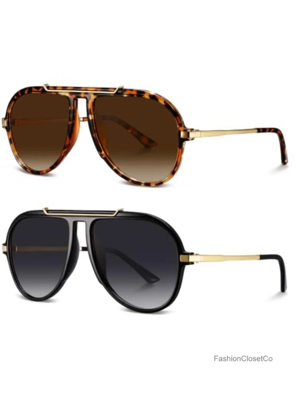 2 Pcs Oversized Square Sunglasses for Women Men Retro 70s Polarized UV400